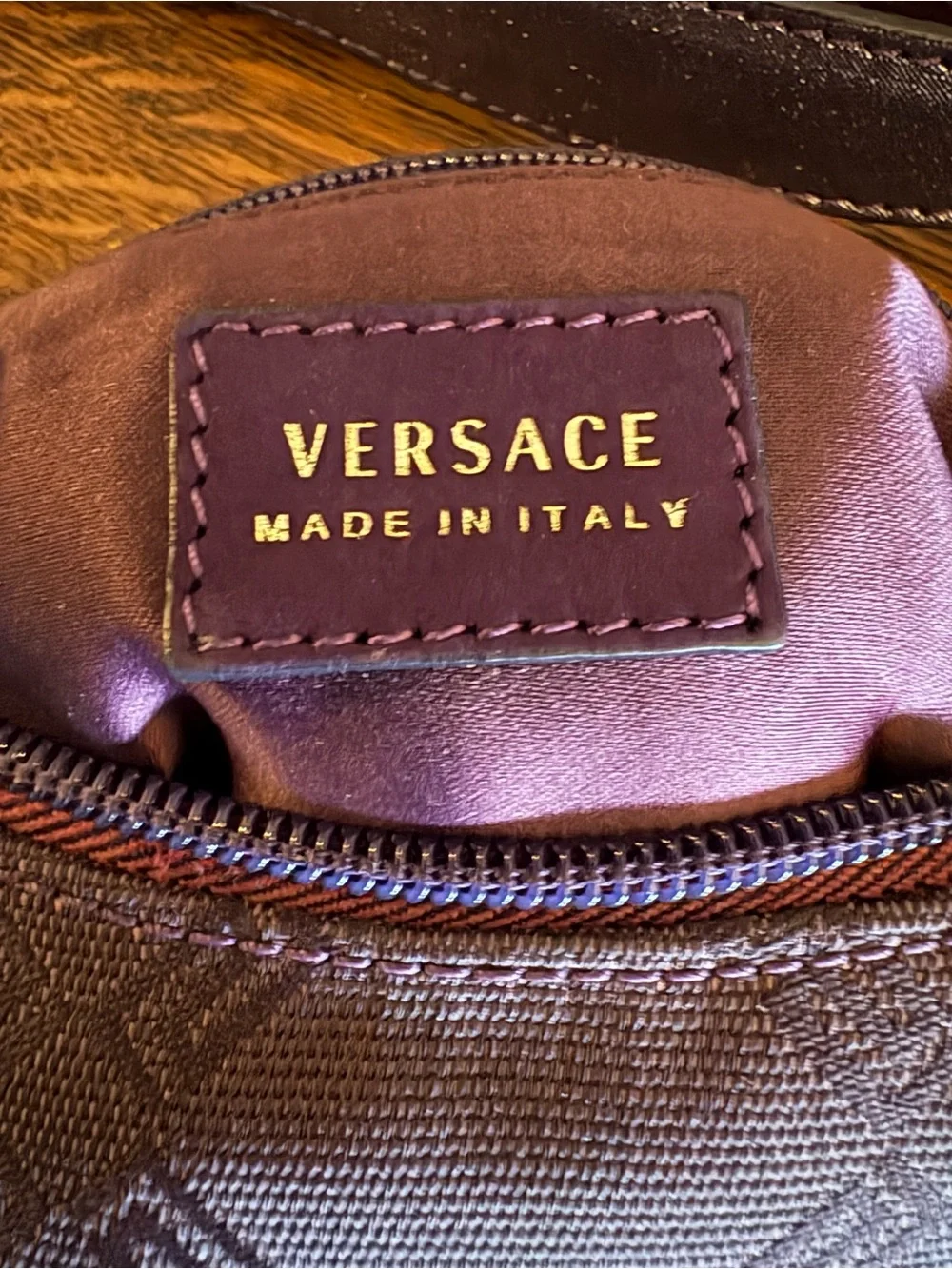 Versace Vintage Medusa Hobo Plaque Canvas, leather & Suede Purple Y2K
